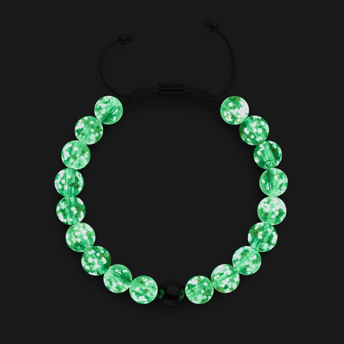 Schokolade | Silber | Glühwürmchen-Glas-Makramee-Armband